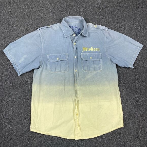 MISKEEN ORIGINALS Plaid Shirt Y2K Mens Short Sleeve Button Shirt Size 2X - Picture 2 of 6